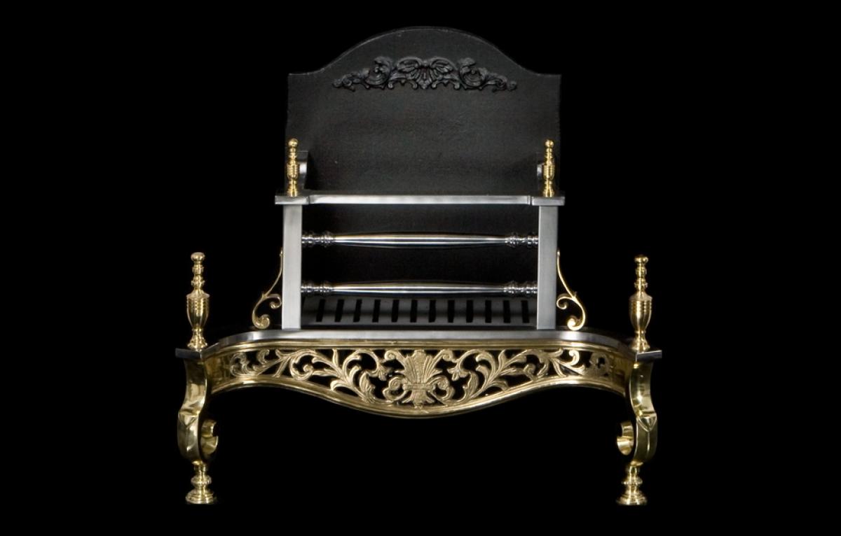 Straight Georgian Brass Fire Basket